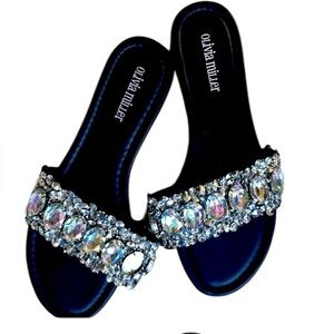Olivia Miller black Jewel slip on excellent condition size 10 ladies